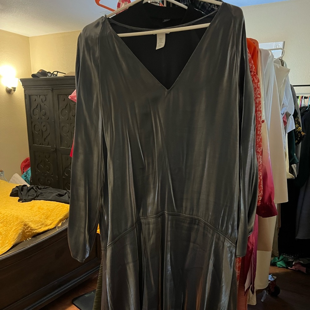 This dress is a metallic color shimmery